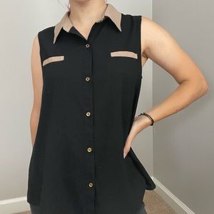 Large Mine Button Up Black Tank